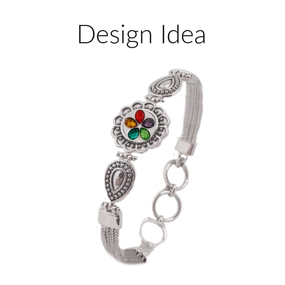 Snap Charm Bracelet for 1 Mini Snap 1/2" Diameter - Adjustable - Picture 2 of 3